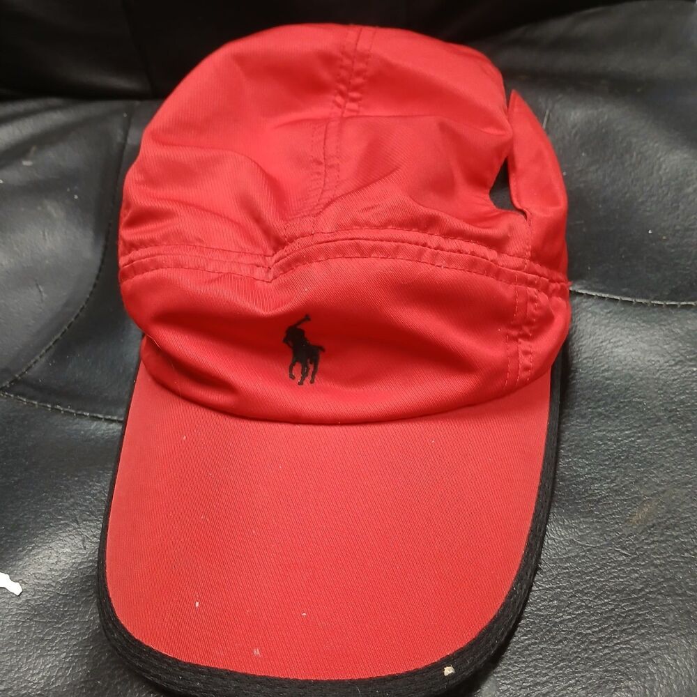 Polo Ralph Lauren Golf Hat Red Black Pony Dad Cap Vintage Prep Old Money